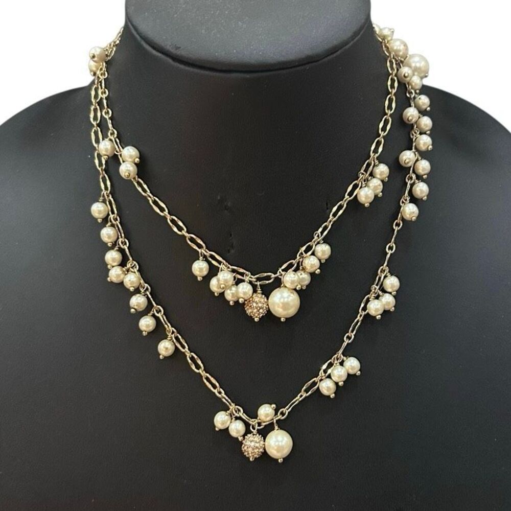 Retired Vintage J. Crew Chain & Faux Pearl Necklace Women's Single-strand Chain